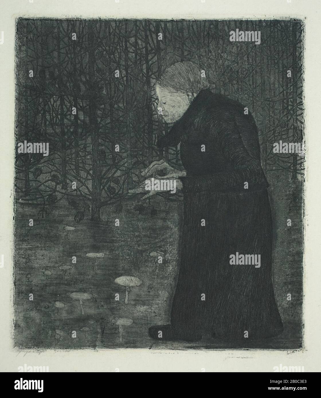 Paula Modersohn-Becker, Blind Woman in the Forest (Blinde Frau im Walde), n.d., etching with aquatint on paper, 17 11/16 in. x 12 1/2 in. (44.93 cm x 31.75 cm Stock Photo