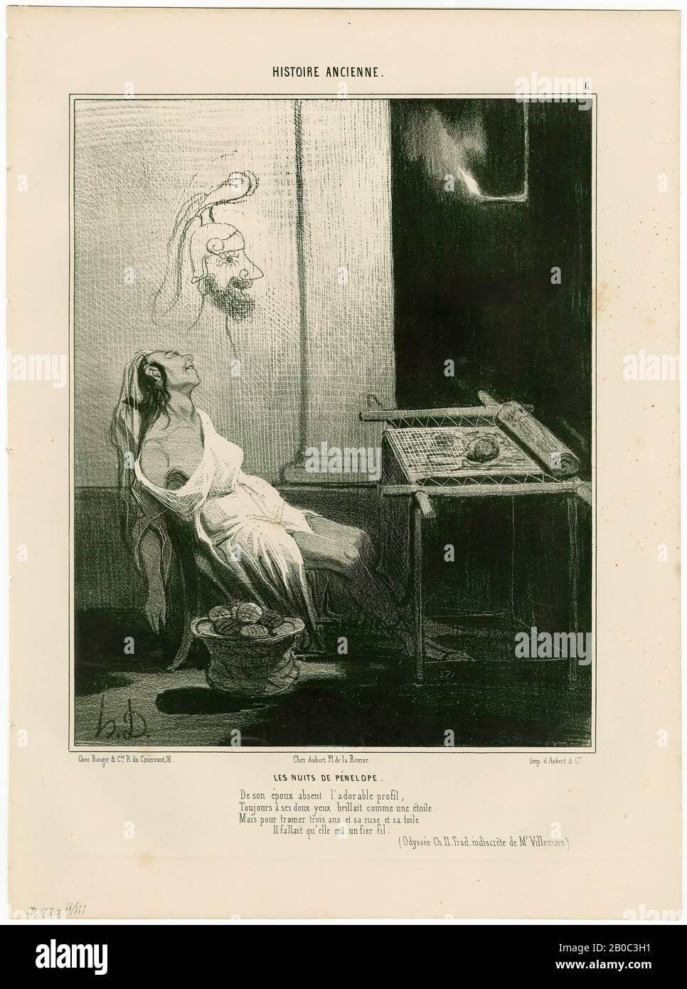 Honoré, Daumier, Les nuits de Pénélope (Histoire ancienne, 6), 1842, lithograph on cream wove paper, 13 1/8 in. x 9 3/4 in. (33.34 cm x 24.77 cm Stock Photo