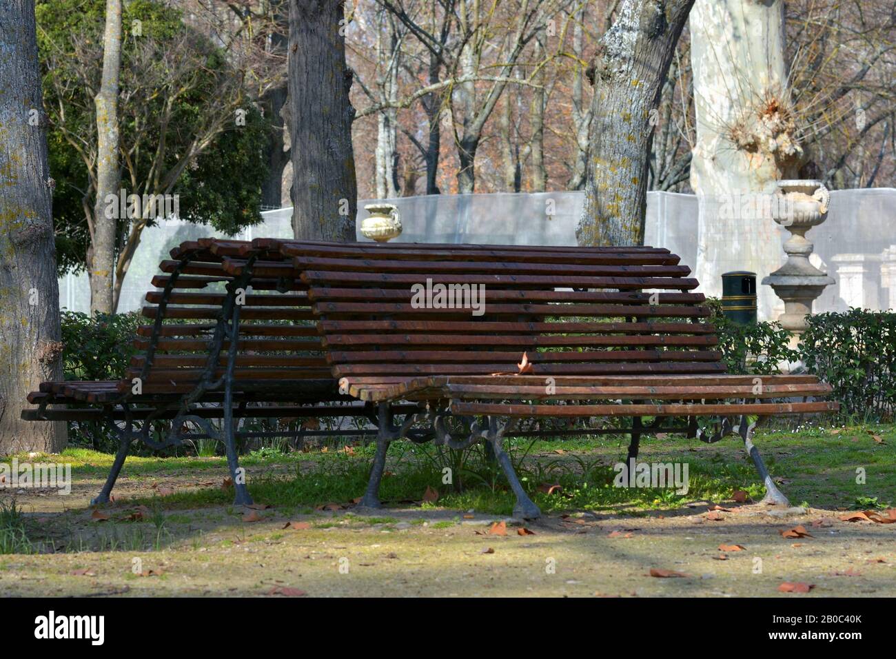 Wooden bench in the park Stock Photo - Alamy