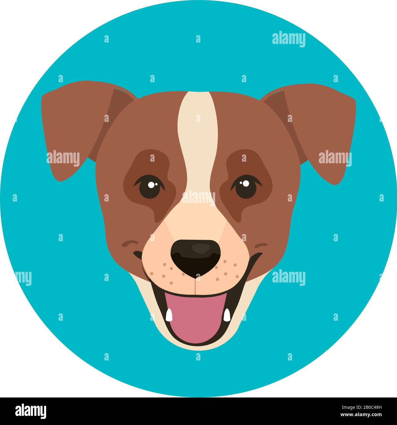 face of brown dog with white spot in frame circular Stock Vector Image ...