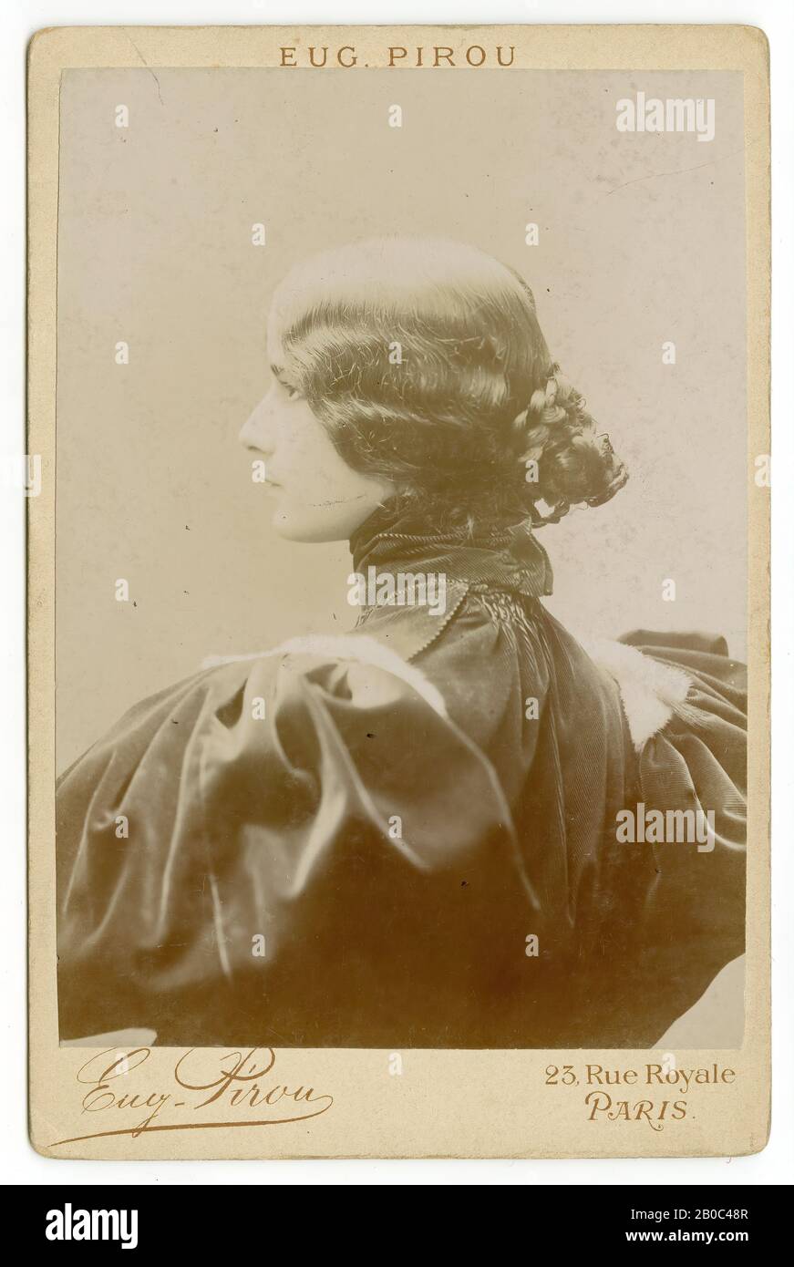 Eugène Pirou, Profile Portrait of A Woman, n.d., photograph, 6 7/16 in. x 4 1/4 in. (16.35 cm x 10.8 cm Stock Photo