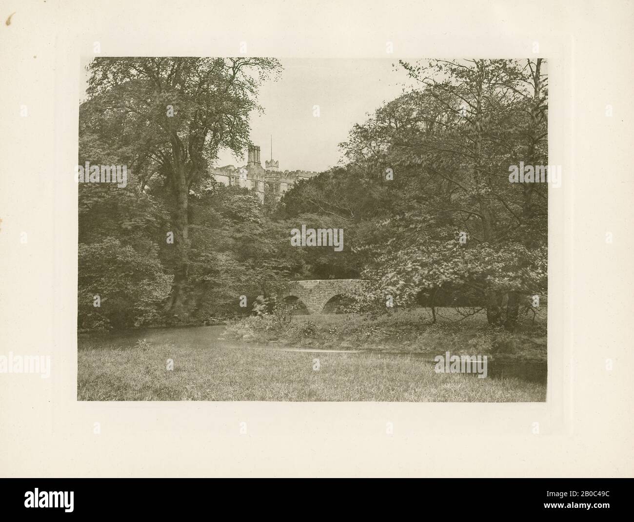 Unknown Artist, untitled (Castle, Stone Bridge and Forest), n.d., salt print?, 8 7/16 in. x 11 1/4 in. (21.43 cm x 28.58 cm Stock Photo