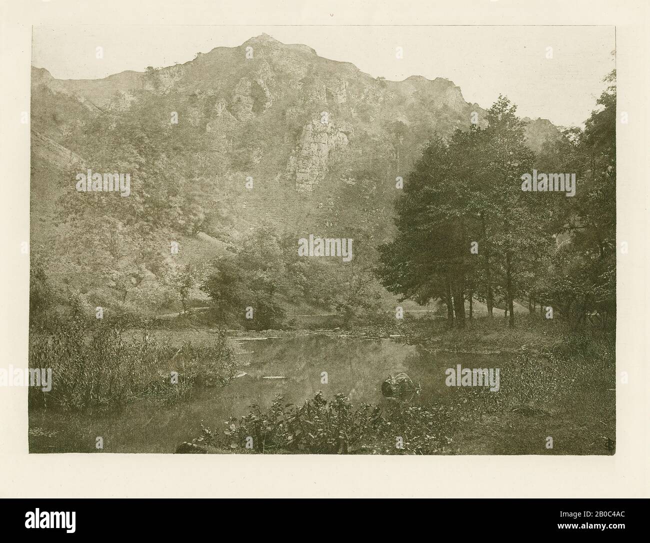 Unknown Artist, Stream and Mountains, n.d., albumen print?, 8 7/16 in. x 11 1/4 in. (21.43 cm x 28.58 cm Stock Photo
