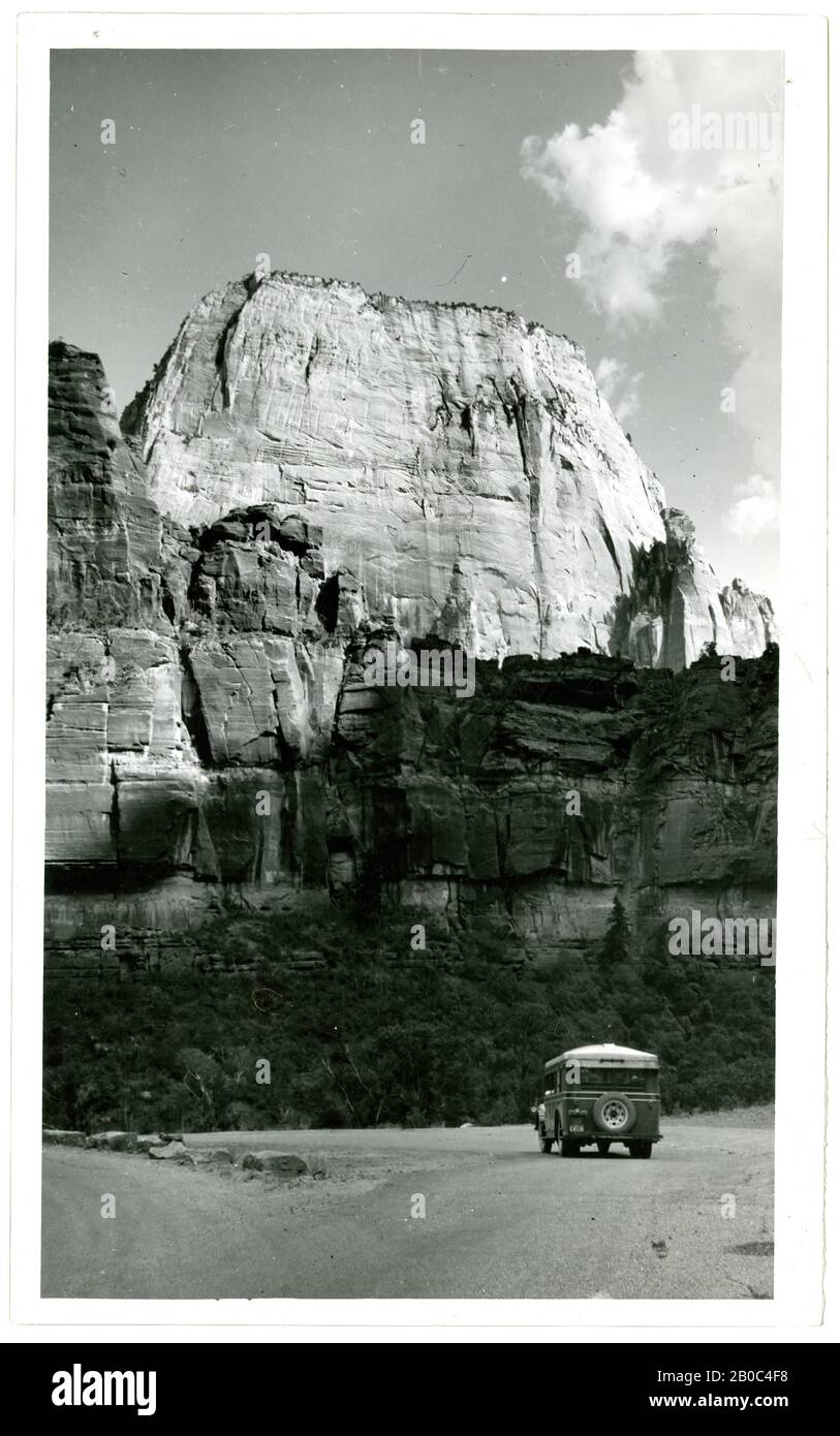 Unknown Artist, The Great White Throne, Zion National Park, Utah, 7/18/1937, gelatin silver print Stock Photo