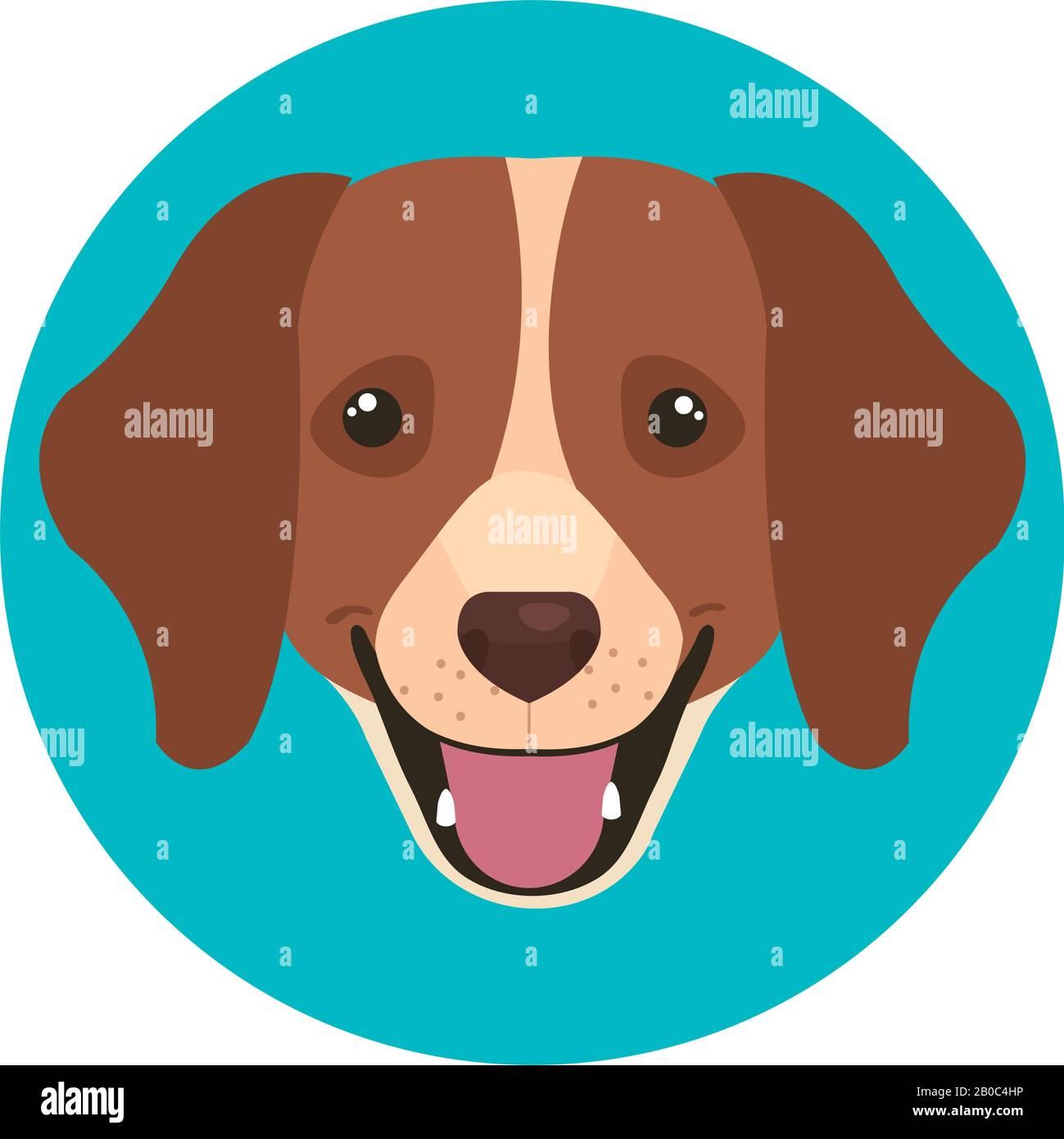face of brown dog with white spot in frame circular Stock Vector Image ...