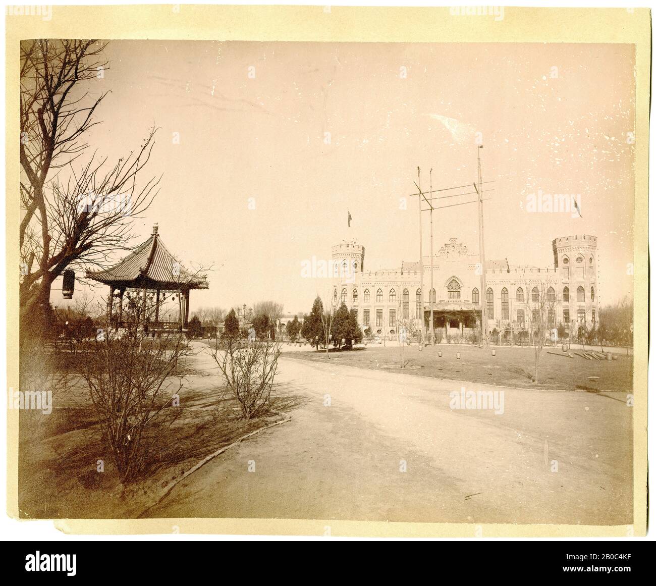 Unknown Artist, untitled (Building and Pavilion in Park), n.d., albumen print Stock Photo