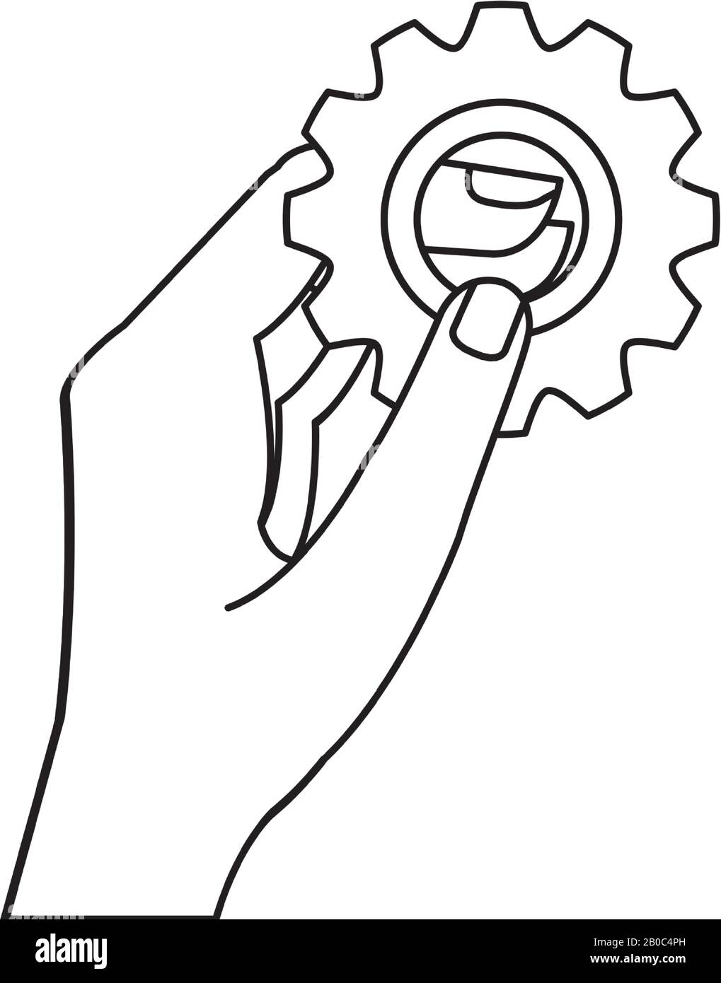 hand with gear line style icon Stock Vector Image & Art - Alamy