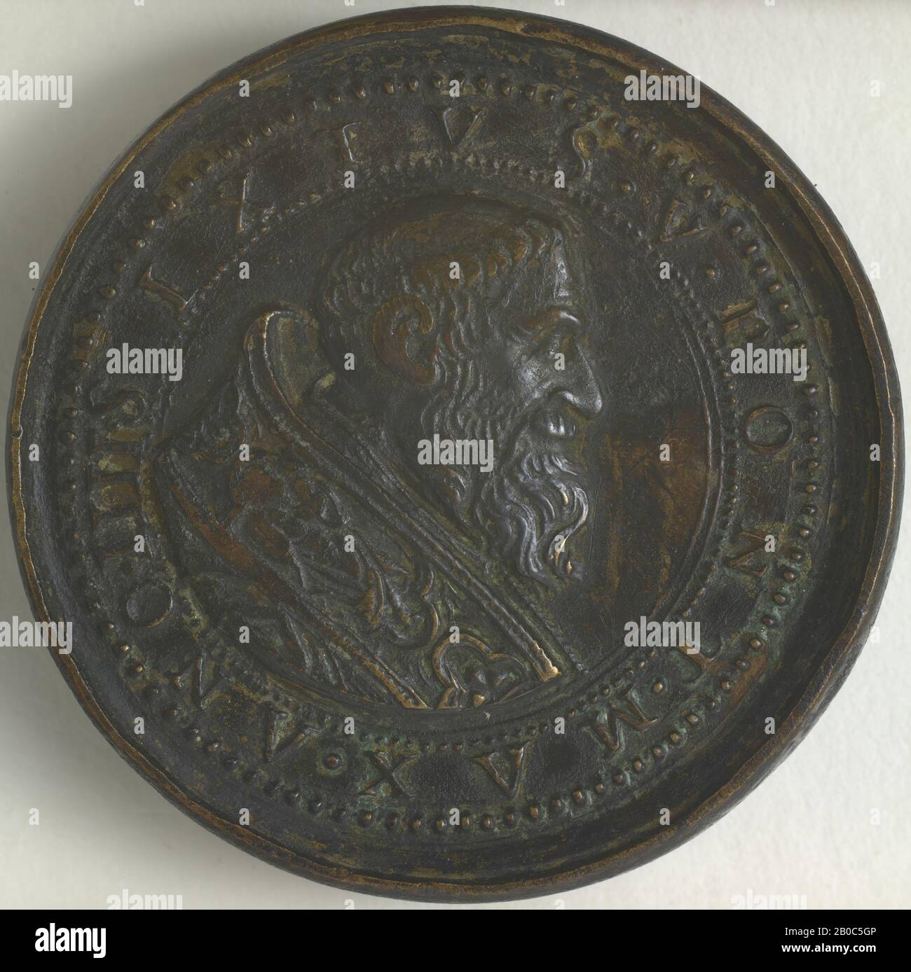Medalist M. B., Sixtus V, 1588, bronze, 1 13/16 in. (4.6 cm.) Stock Photo