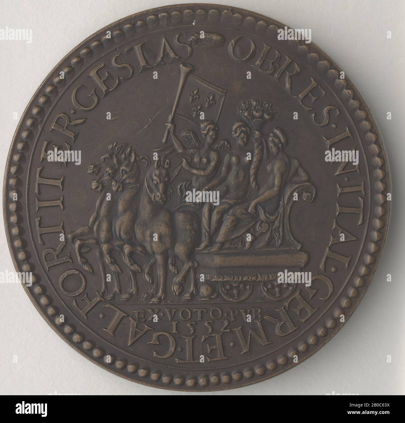 Marc Bechot, Henry II, 1552, bronze, 2 3/8 in. (6 cm.) Stock Photo