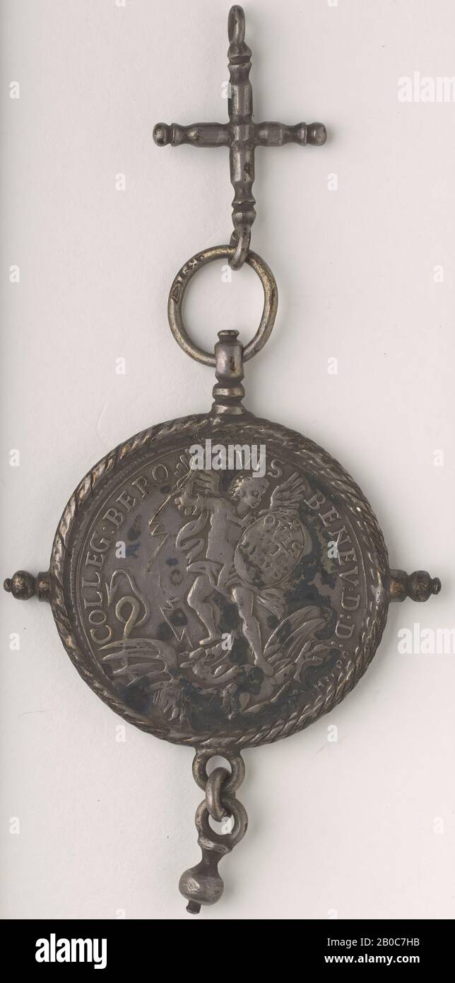 Unknown Artist, St. Michael and Lucifer Plaquette, 1700-1800, silver, 1 3/8 in. (3.5 cm.) Stock Photo