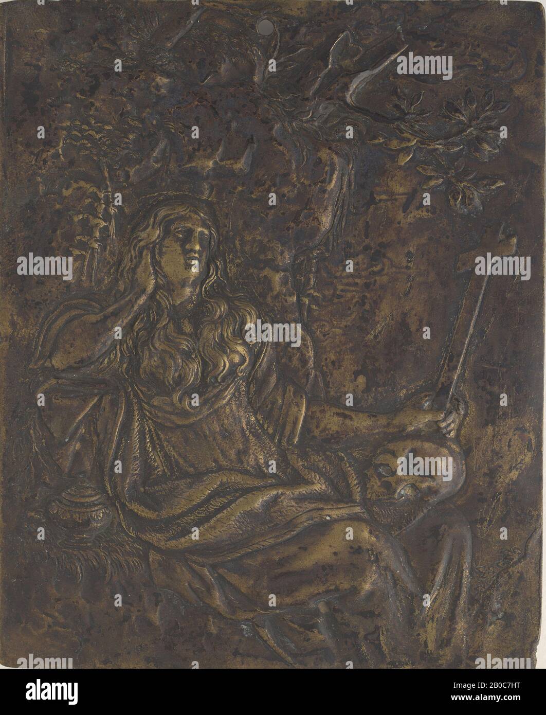 Unknown Artist, The Repentant Magdalene, n.d., bronze, 5 13/16 in. x 4 3/4 in. (14.7 cm. x 12 cm.) Stock Photo
