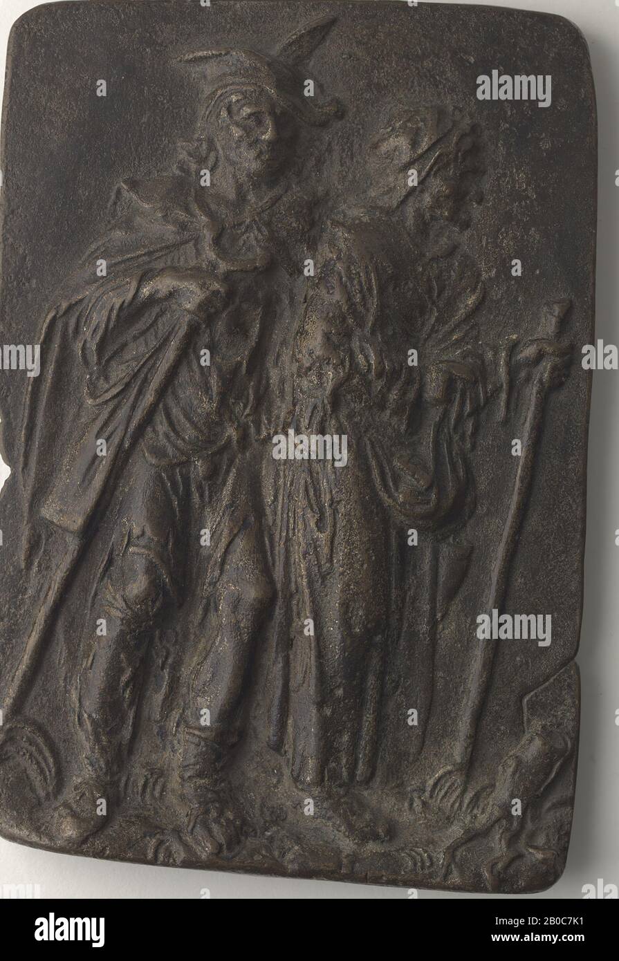 Unknown Artist, Beggars Plaquette, 1600-1700, bronze, silver, 6 13/16 in. x 4 5/8 in. (17.3 cm. x 11.8 cm.) Stock Photo