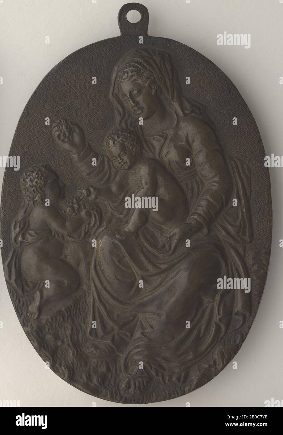 Unknown Artist, Madonna and Child with the Infant Saint John, n.d., bronze, 4 3/16 in. x 3 1/8 in. (10.7 cm. x 7.9 cm.) Stock Photo