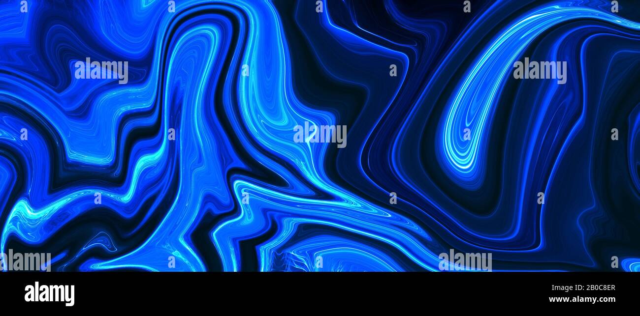 blue black and white liquid color oil paint. abstract background and  texture. illustration banner. extreme widescreen Stock Photo - Alamy
