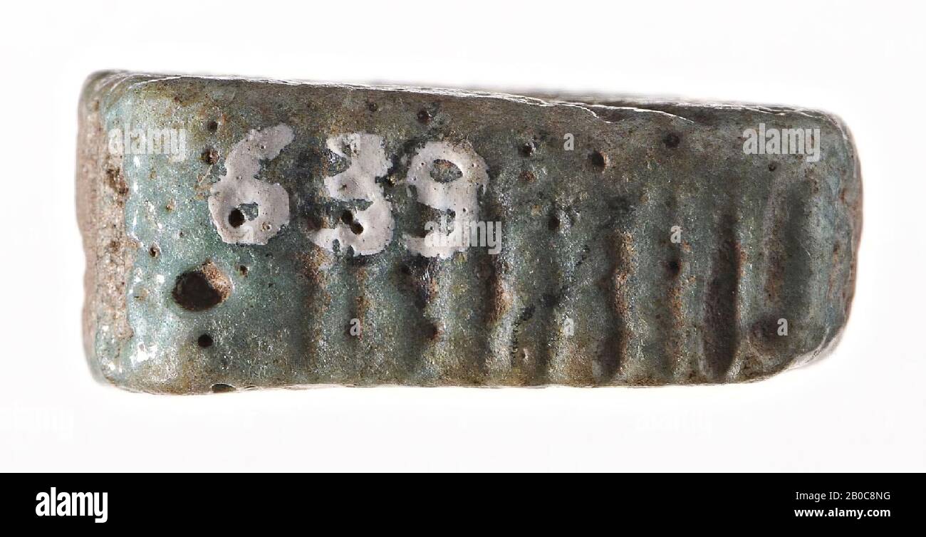plaque, ribbed, diagonal line, seal, plaque, faience, 1,5 cm, Egypt Stock Photo