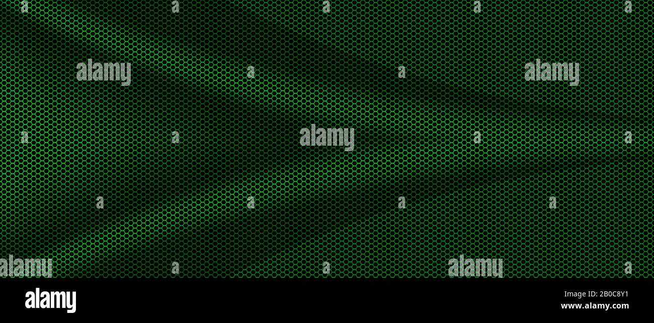 green and black mesh metal background and texture. 3d illustration banner for website template. Stock Photo