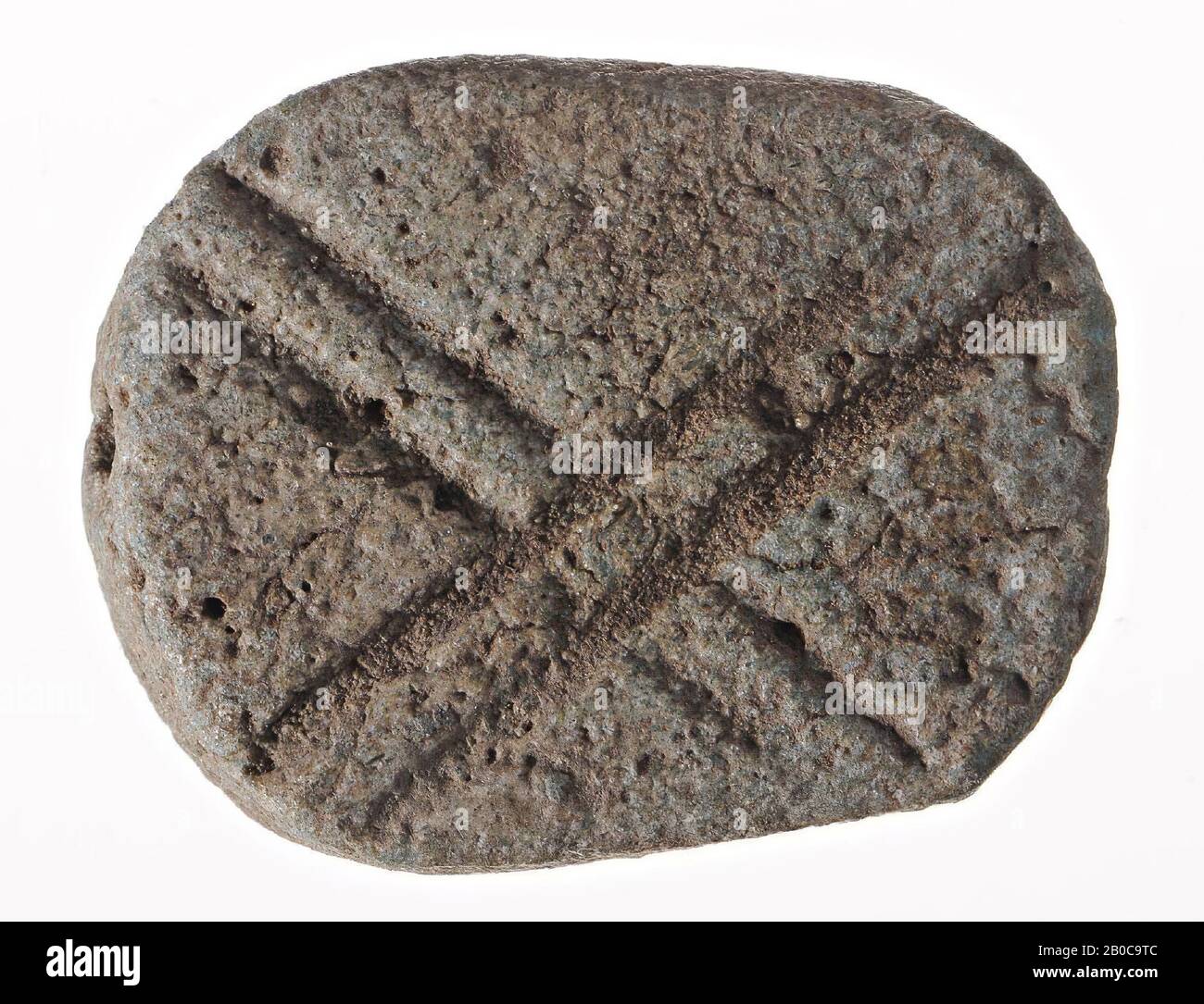 plaque, oval, diagonal line, seal, plaque, faience, 2.1 cm, Egypt Stock Photo