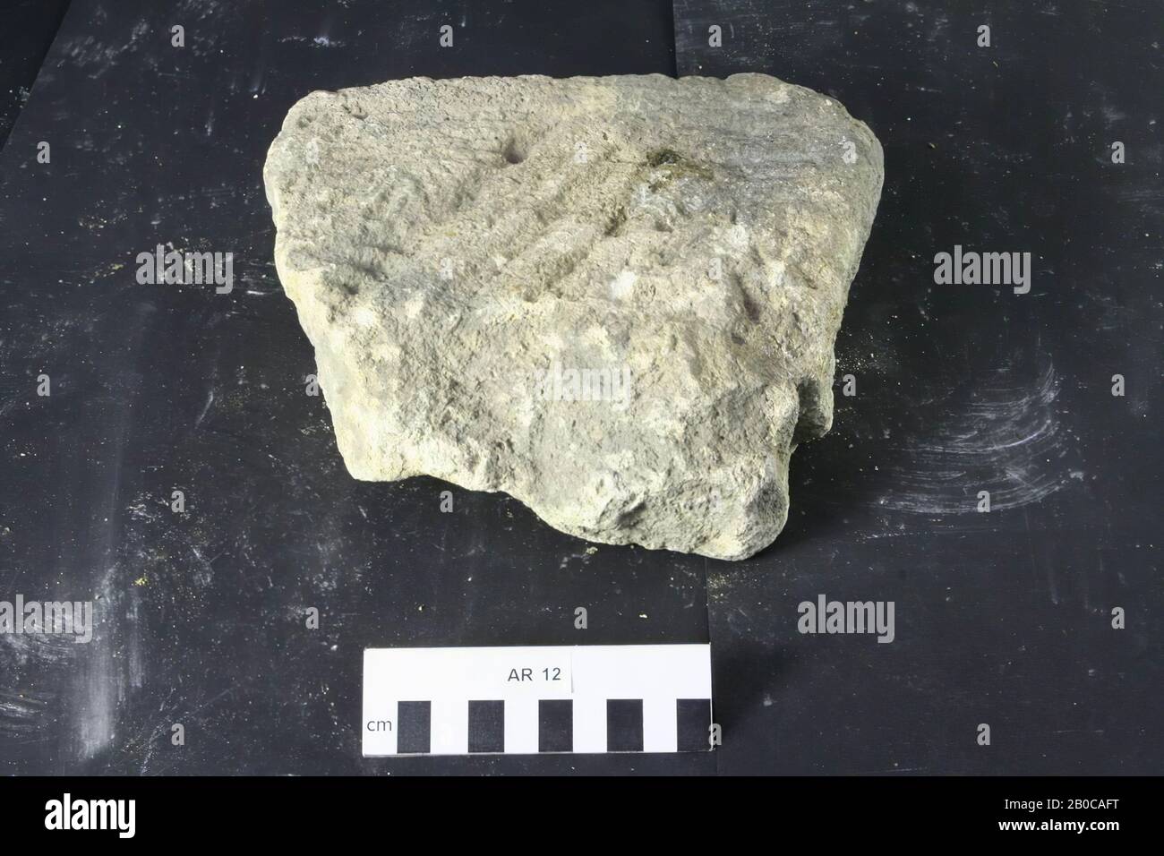 the Netherlands Roman period, frame, fragment, stone, limestone, 20.5 x 17 x 7.2 cm, 3 kg, roman, the Netherlands, South Holland, Leidschendam-Voorburg, Voorburg, Arentsburg Stock Photo