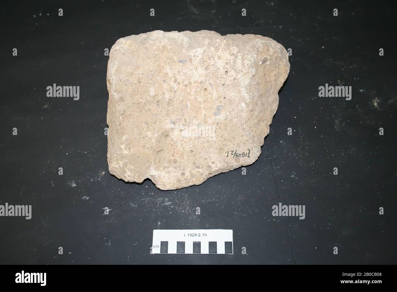Part of a tufa stone ash, axle, fragment, stone, tuff, 28 x 20 x 13 cm, 2 kg, roman, Netherlands, Limburg, Maasgouw, Maasbracht Stock Photo