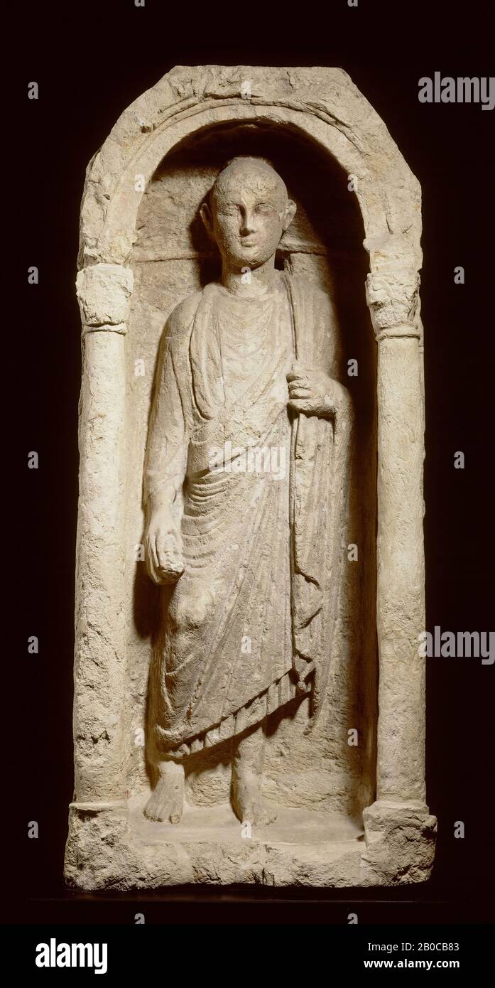 man, niche, relief, limestone, 126 x 53 cm, Greco-Roman Period, Roman imperial period 30 BC-395 AD, Egypt Stock Photo