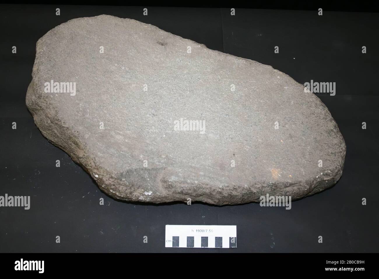 Flat stone grindstone, grindstone, stone, 53 x 30 x 16 cm, prehistory, The Netherlands, South Holland, Hillegom, Lisse, Hillegom, Lisse, Veenenburg Stock Photo