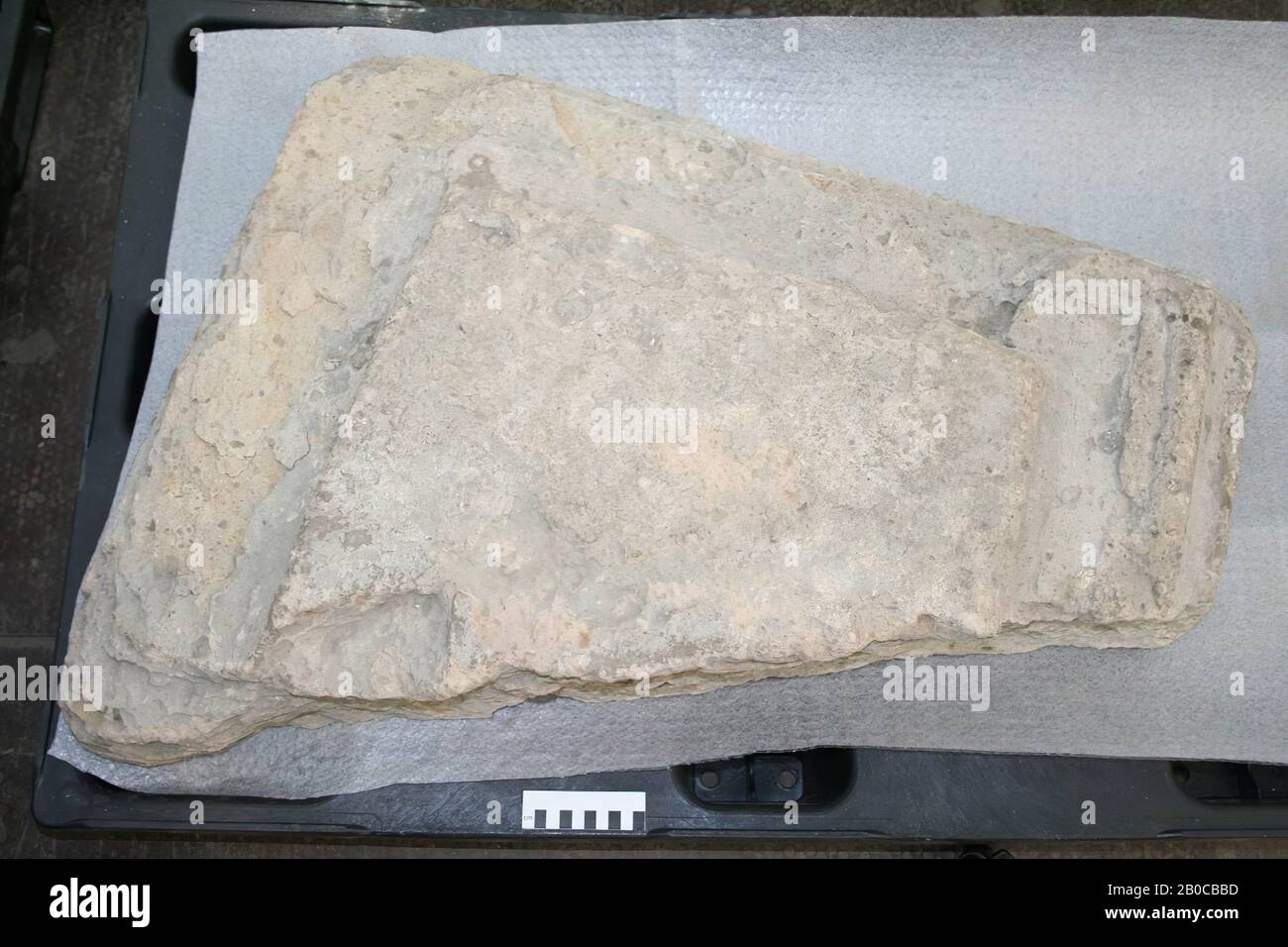Fragment of a large tufa altar ?, In November 2008 silverfish removed from this object., Altar ?, fragment, stone, tuff, 90 x 66 x 19 cm, 86 kg, unknown, unknown, unknown, unknown Stock Photo