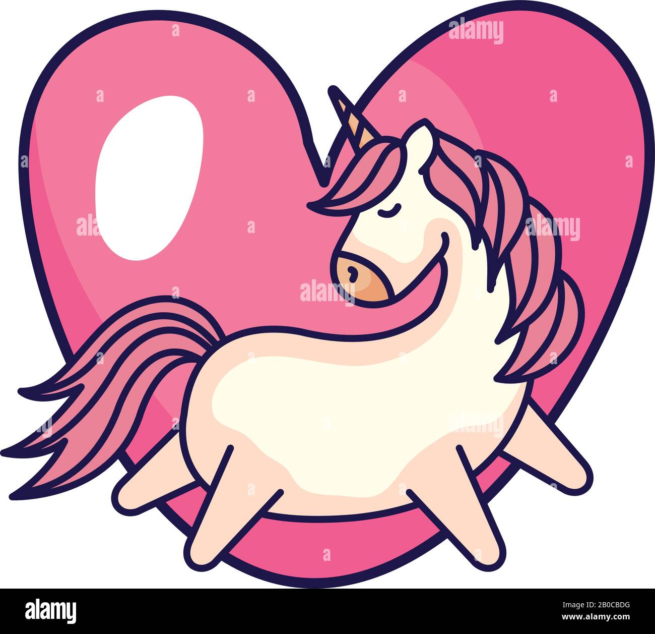 cute unicorn with heart isolated icon Stock Vector Image & Art - Alamy