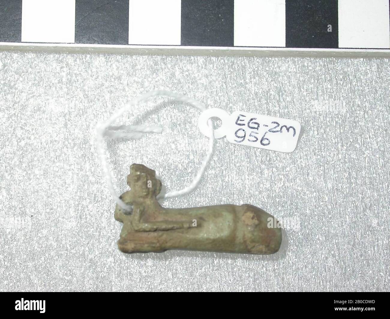 image, phallic, sitting, amulet, person, faience, 3.1 cm, Greco-Roman Period, Egypt Stock Photo