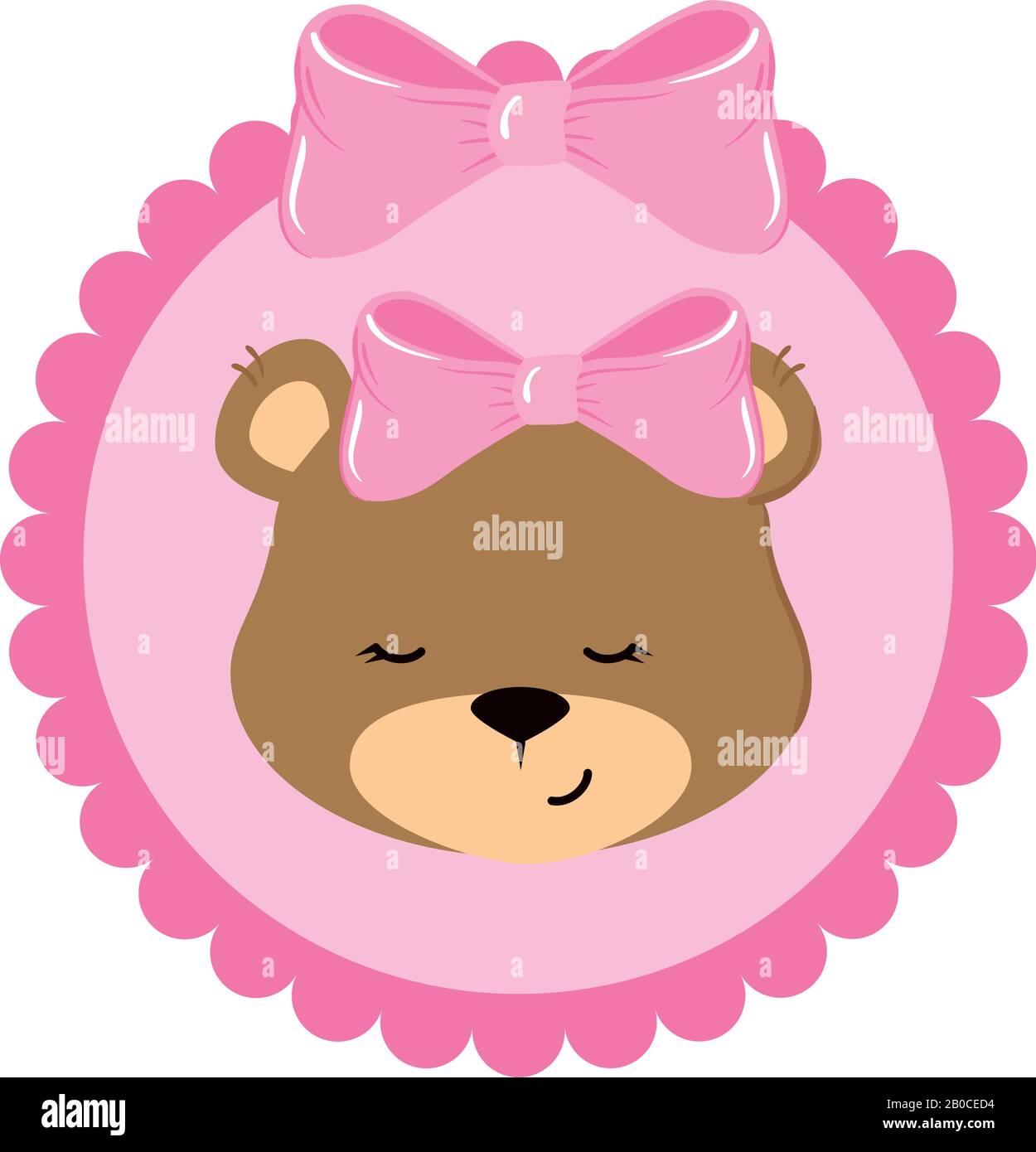 face of cute teddy bear female in lace frame Stock Vector Image & Art ...