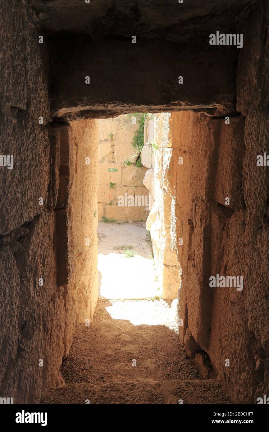 Lebanon: Inside the remains of Beaufort Crusader Fortress in South Lebanon. Stock Photo