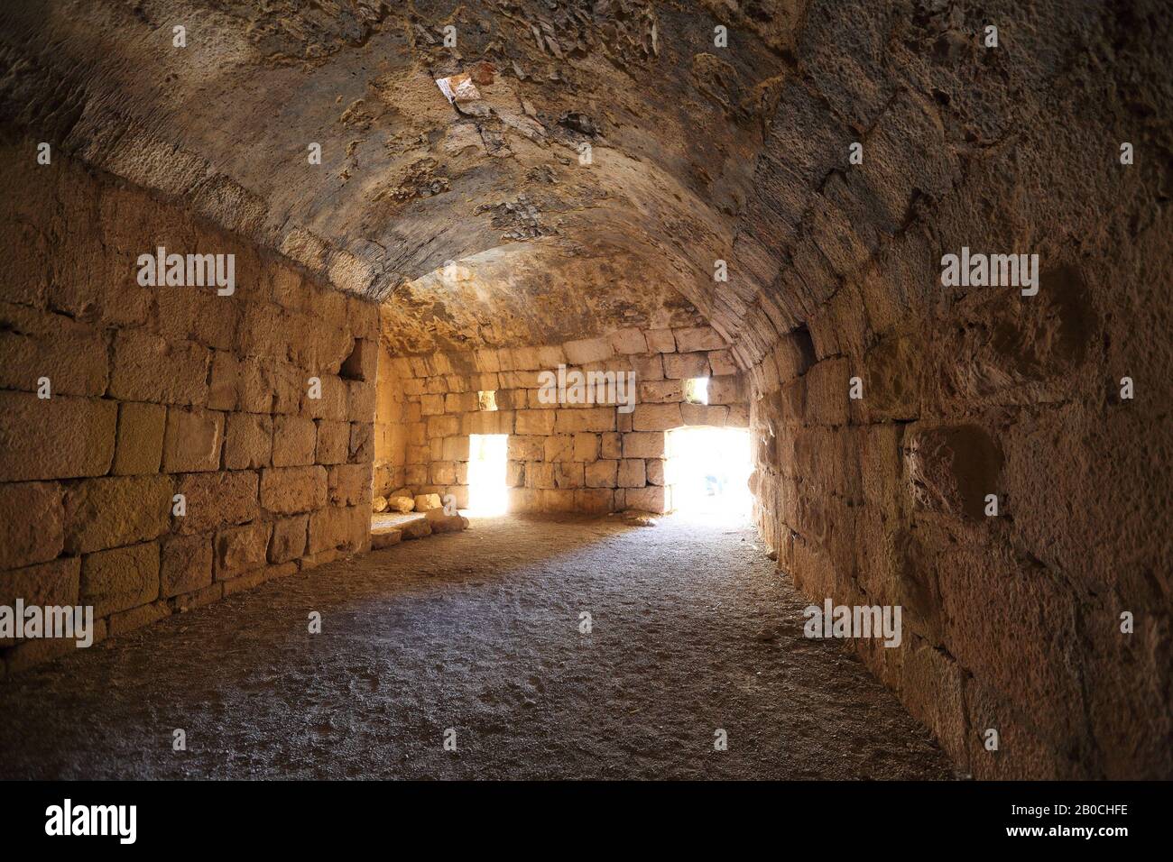 Lebanon: Inside the remains of Beaufort Crusader Fortress in South Lebanon. Stock Photo