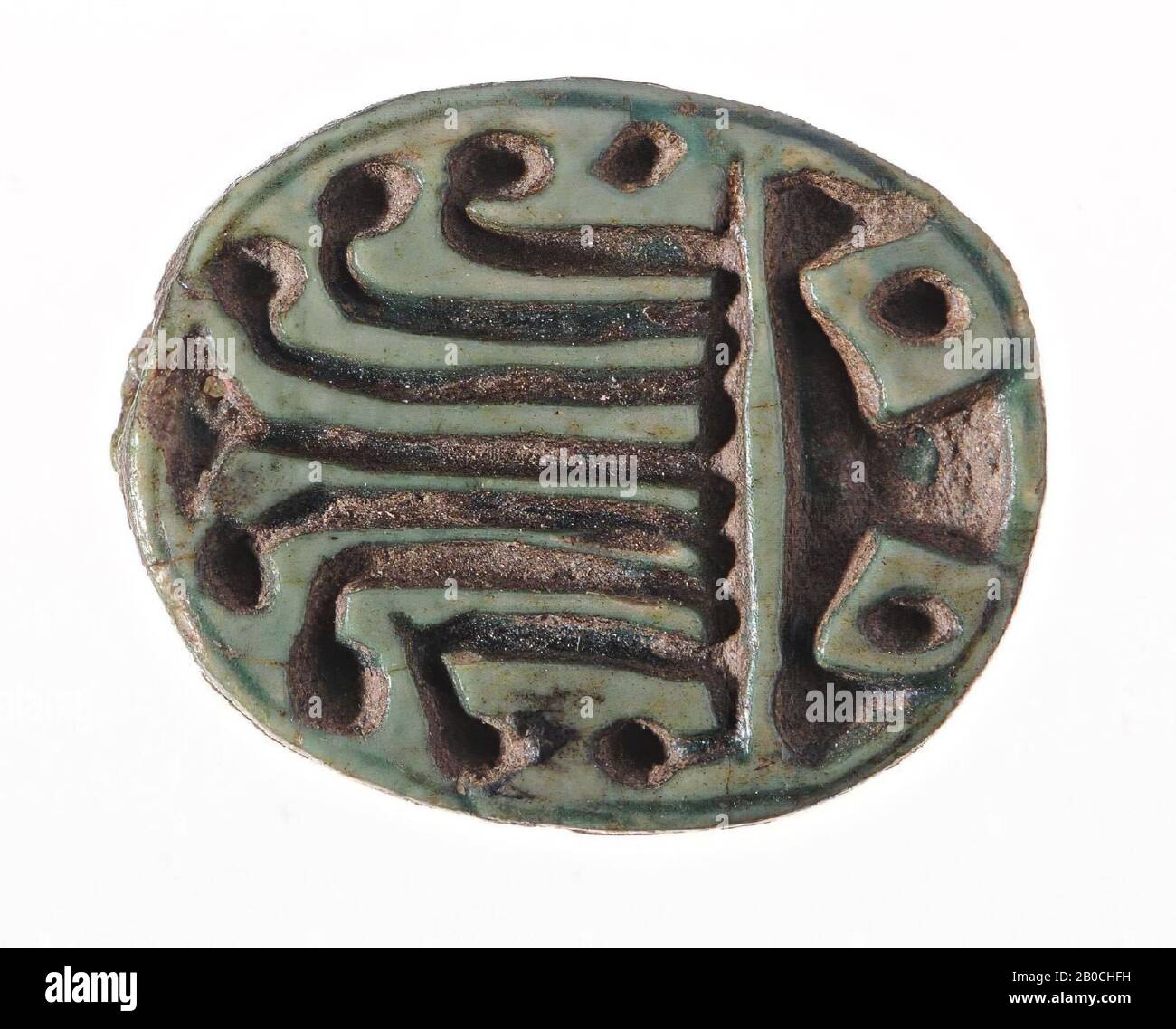 scarab, floral pattern, seal, scarab, faience, 1,8 cm, Egypt Stock Photo