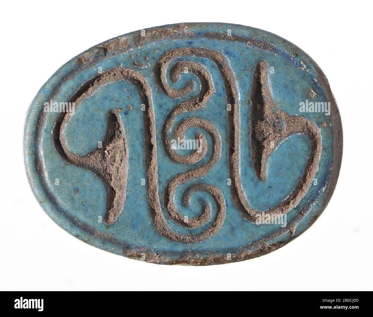 scarab, floral pattern, swirl motif, seal, scarab, faience, 1,5 cm, Egypt Stock Photo