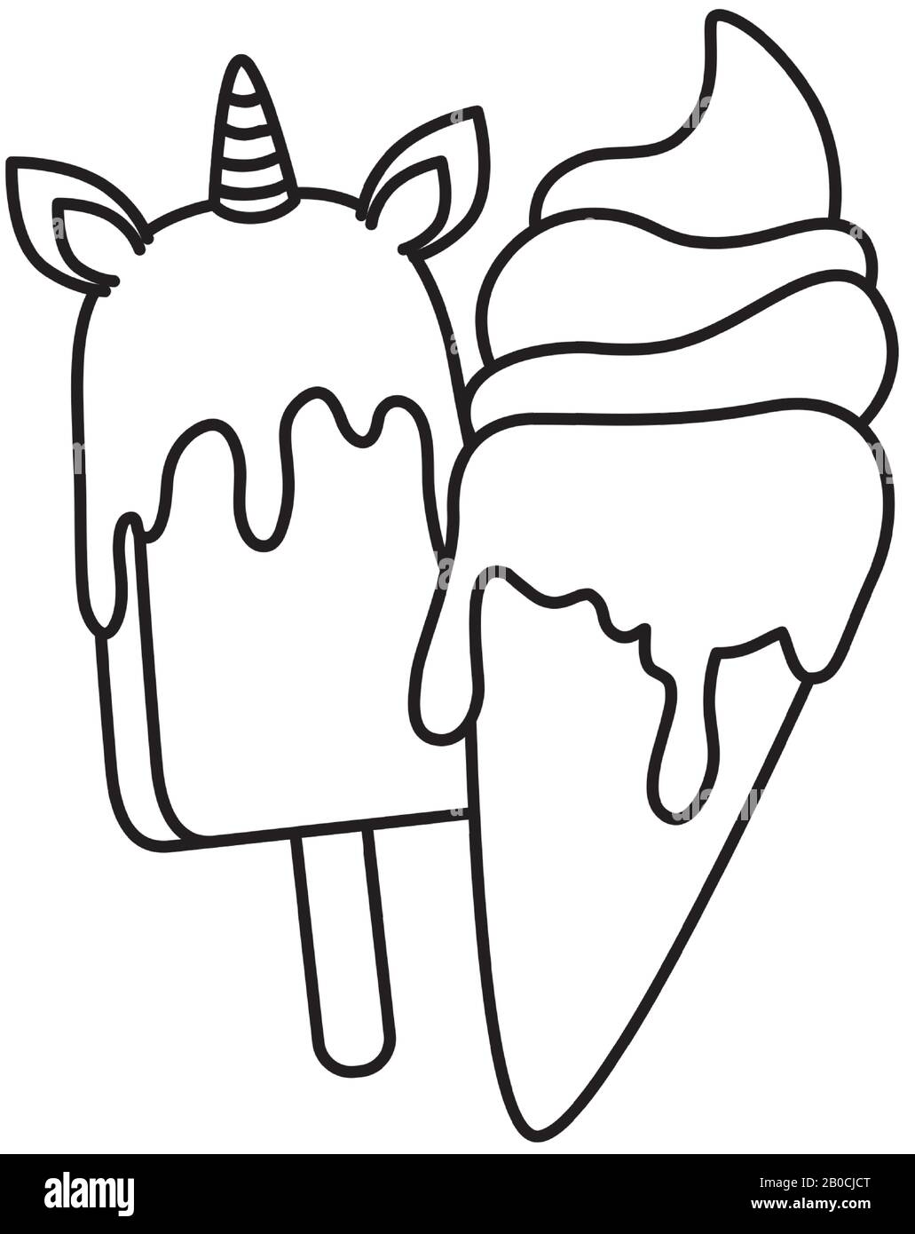cute and delicious ice creams line style icon Stock Vector