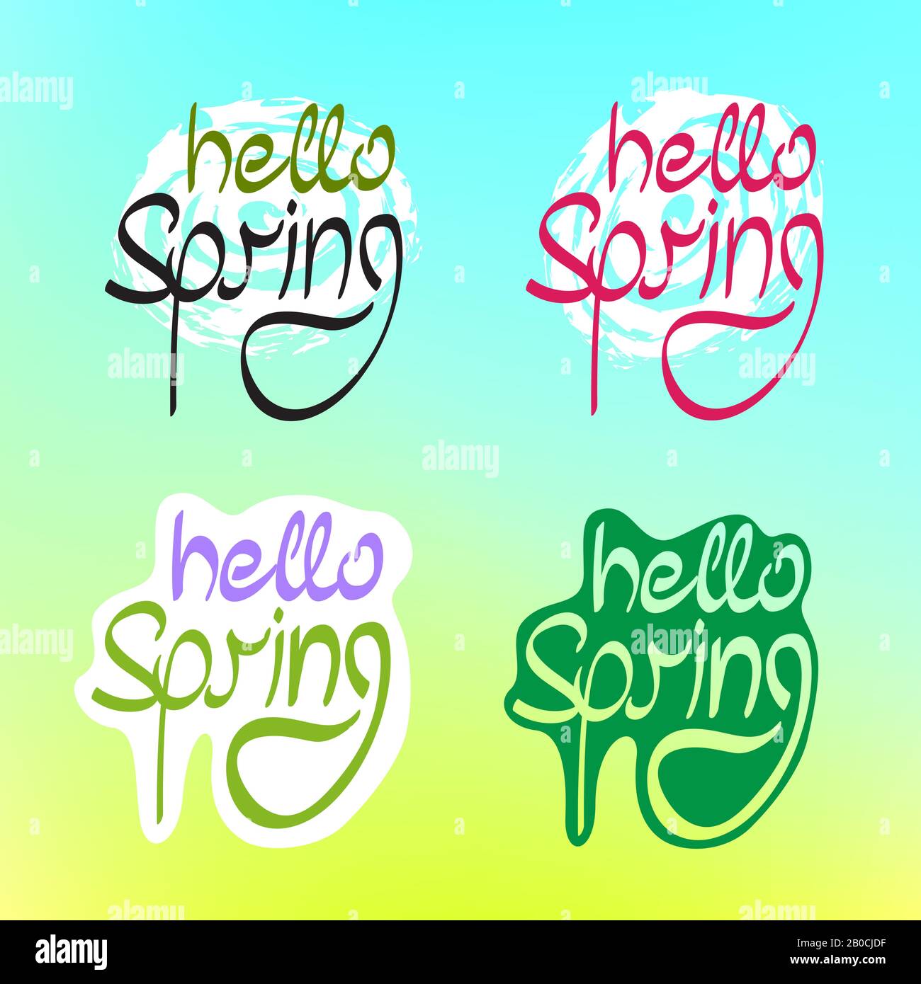 hello spring text color background Stock Vector