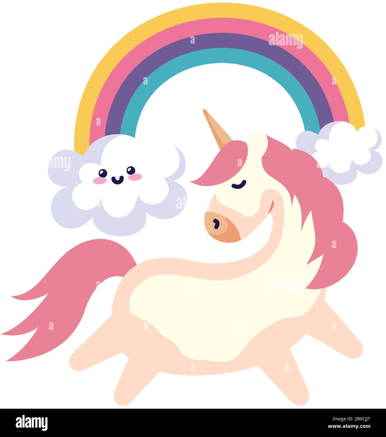 cute unicorn with rainbow kawaii style Stock Vector Image & Art - Alamy