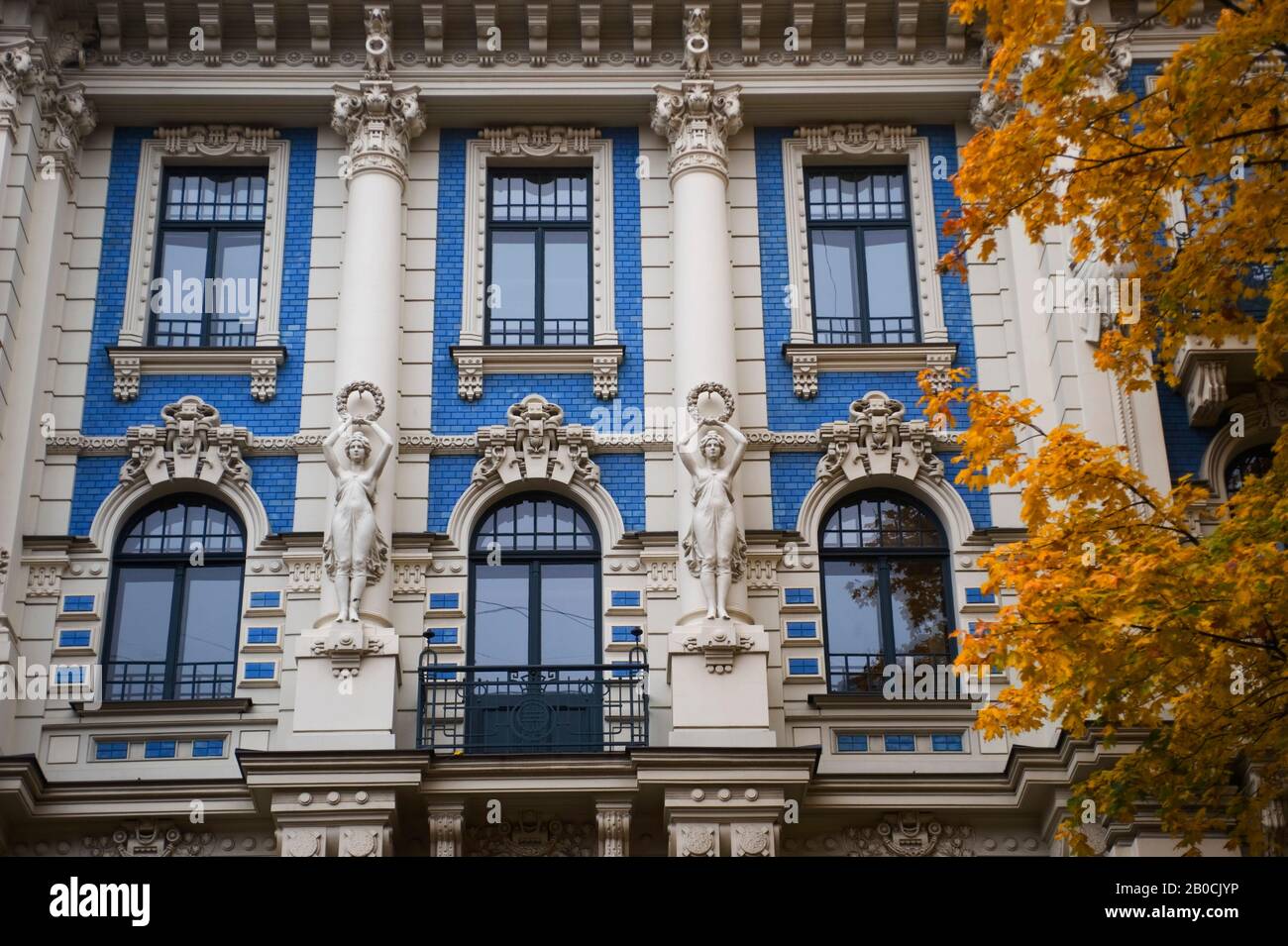 Benjamin House Riga LATVIA, RIGA, DETAIL OF LOCAL HOUSES IN ART NOUVEAU STYLE (JUGENDSTIL ...