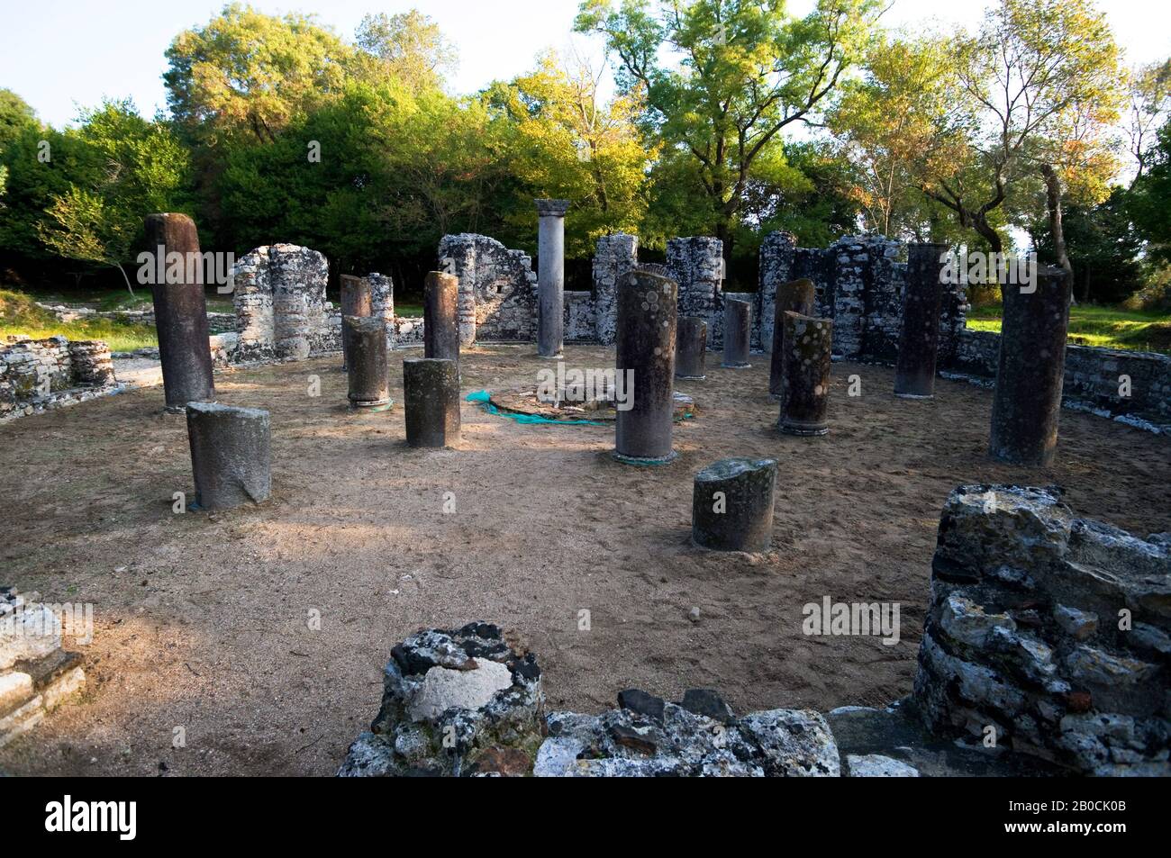 ALBANIA, NEAR SARANDA, BUTRINT NATIONAL PARK, BABTISTERY 6 CENTURY AD Stock Photo