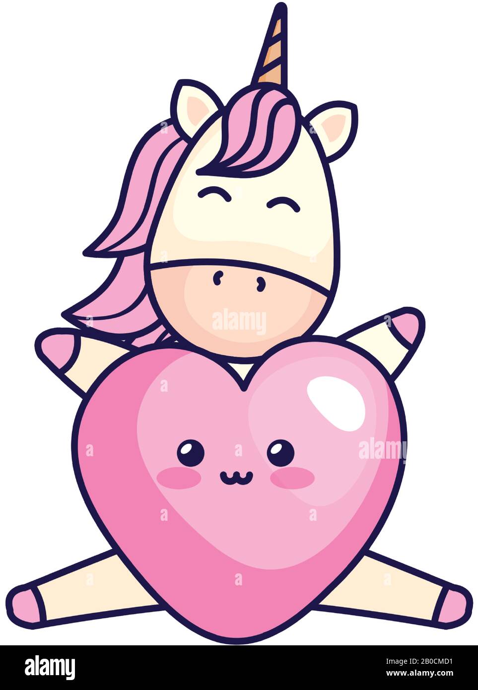 cute unicorn with heart kawaii style Stock Vector Image & Art - Alamy