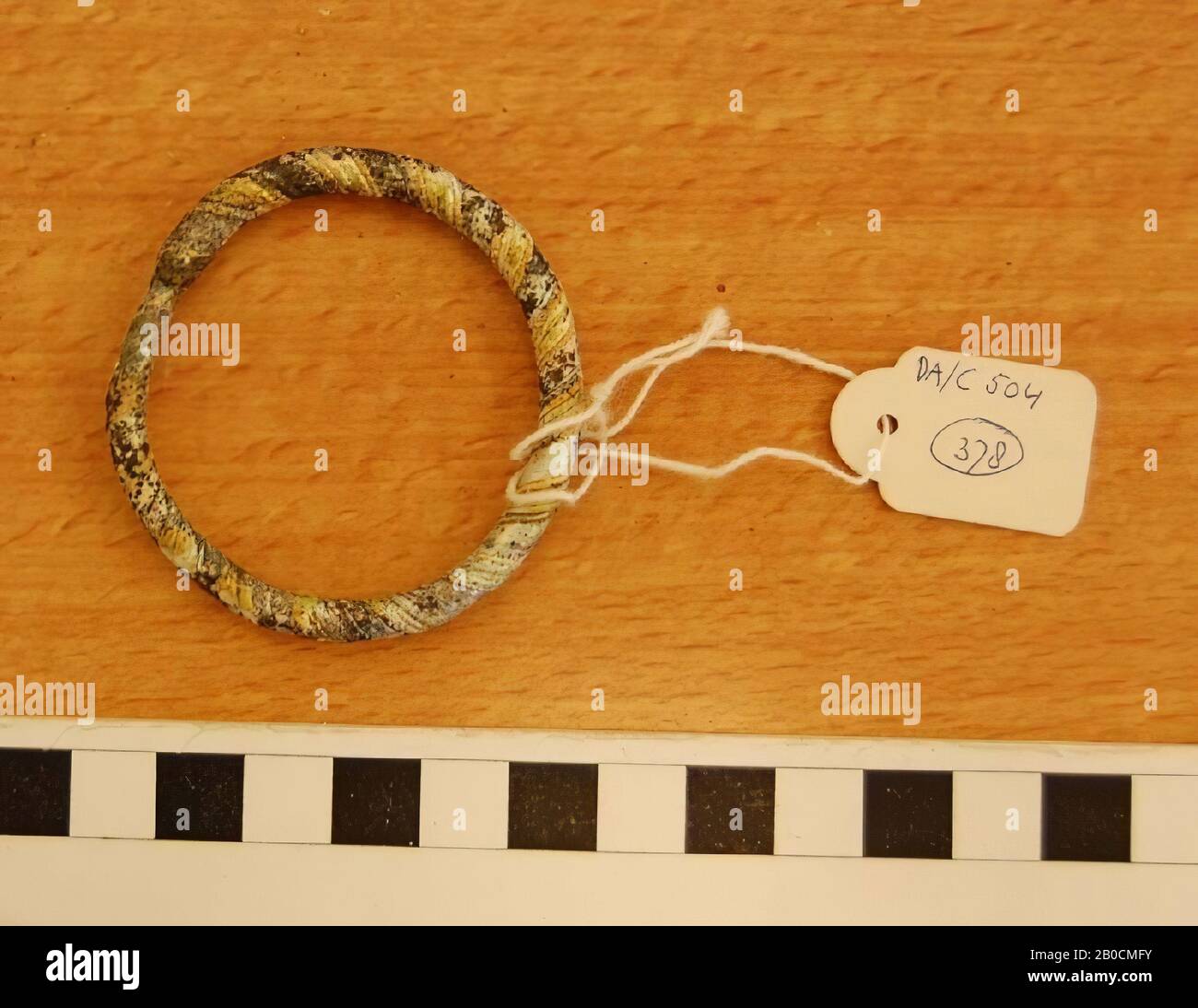 Hair or ankle ring, grave inventory, ornament, glass, D 5.5 cm, thickness 0.5 cm, Islamic Period 1250-1600 AD, Jordan Stock Photo