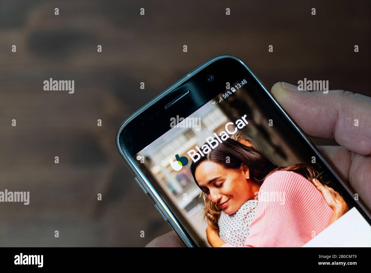 the Bla Bla Car app on a mobile phone Stock Photo