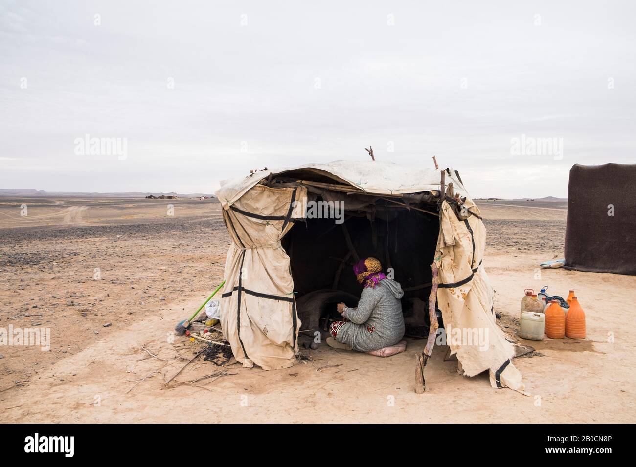 Morocco, surrounding of Taouz, encampment of nomads Stock Photo
