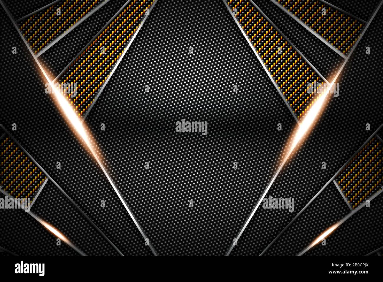 gold and black carbon fiber and chromium frame. metal background. material  design. 3d illustration Stock Photo - Alamy
