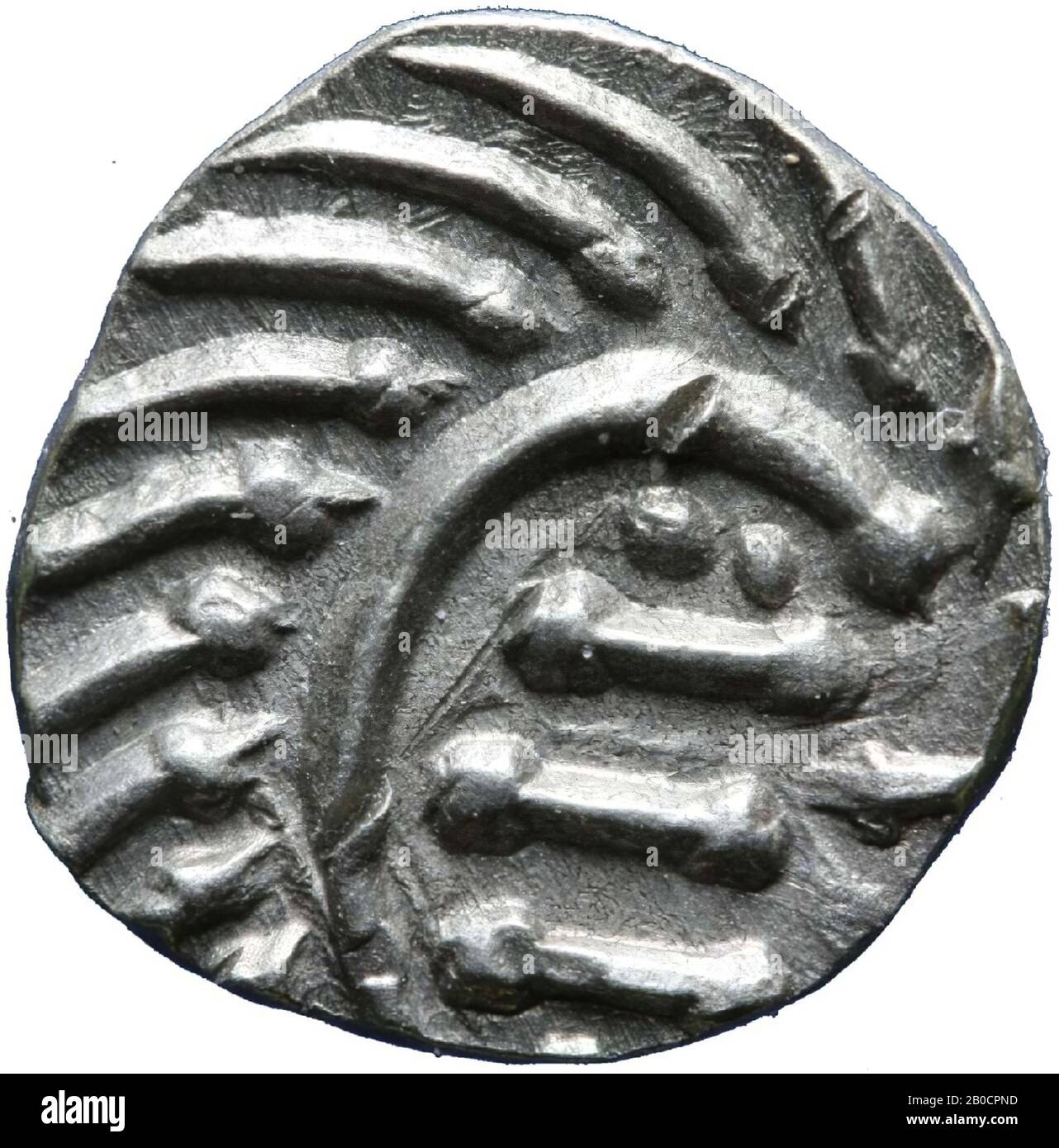 mint, sceatta, metal, silver, 1,153 g, Merovingian c. 700 after Chr., The Netherlands, Utrecht, Wijk bij Duurstede, Cothen, Caspergouw Stock Photo
