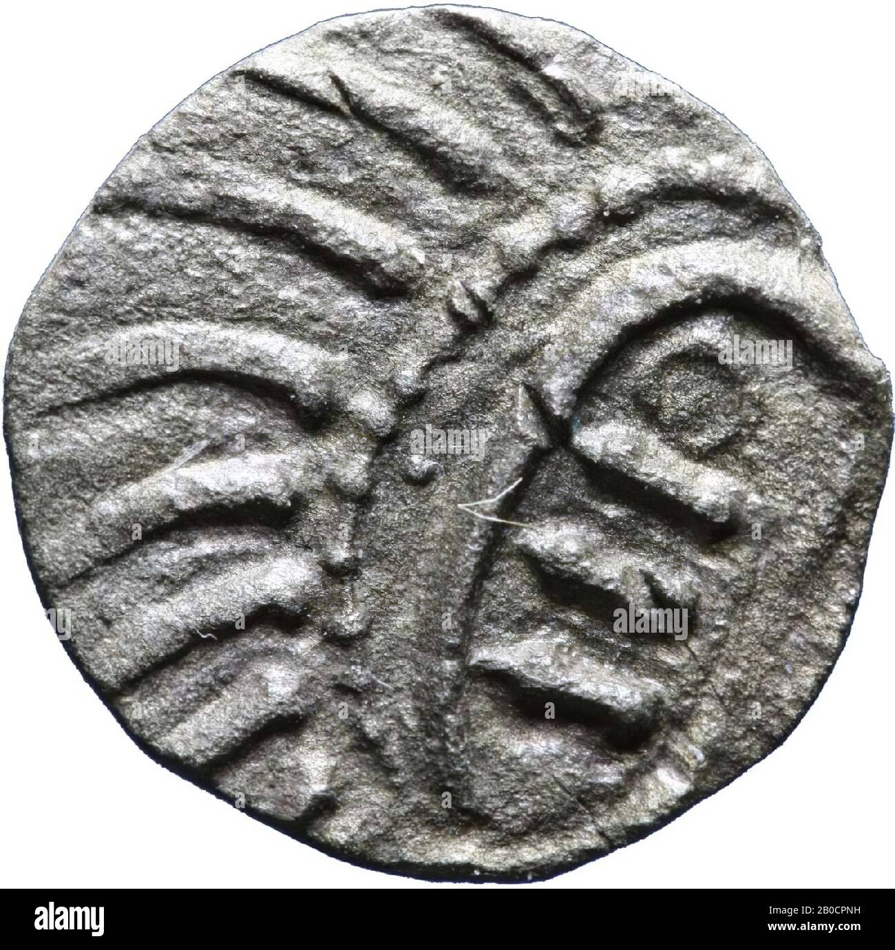 coin, sceatta, metal, silver, 0,693 g, Merovingian c. 700 after Chr., The Netherlands, Utrecht, Wijk bij Duurstede, Cothen, Caspergouw Stock Photo