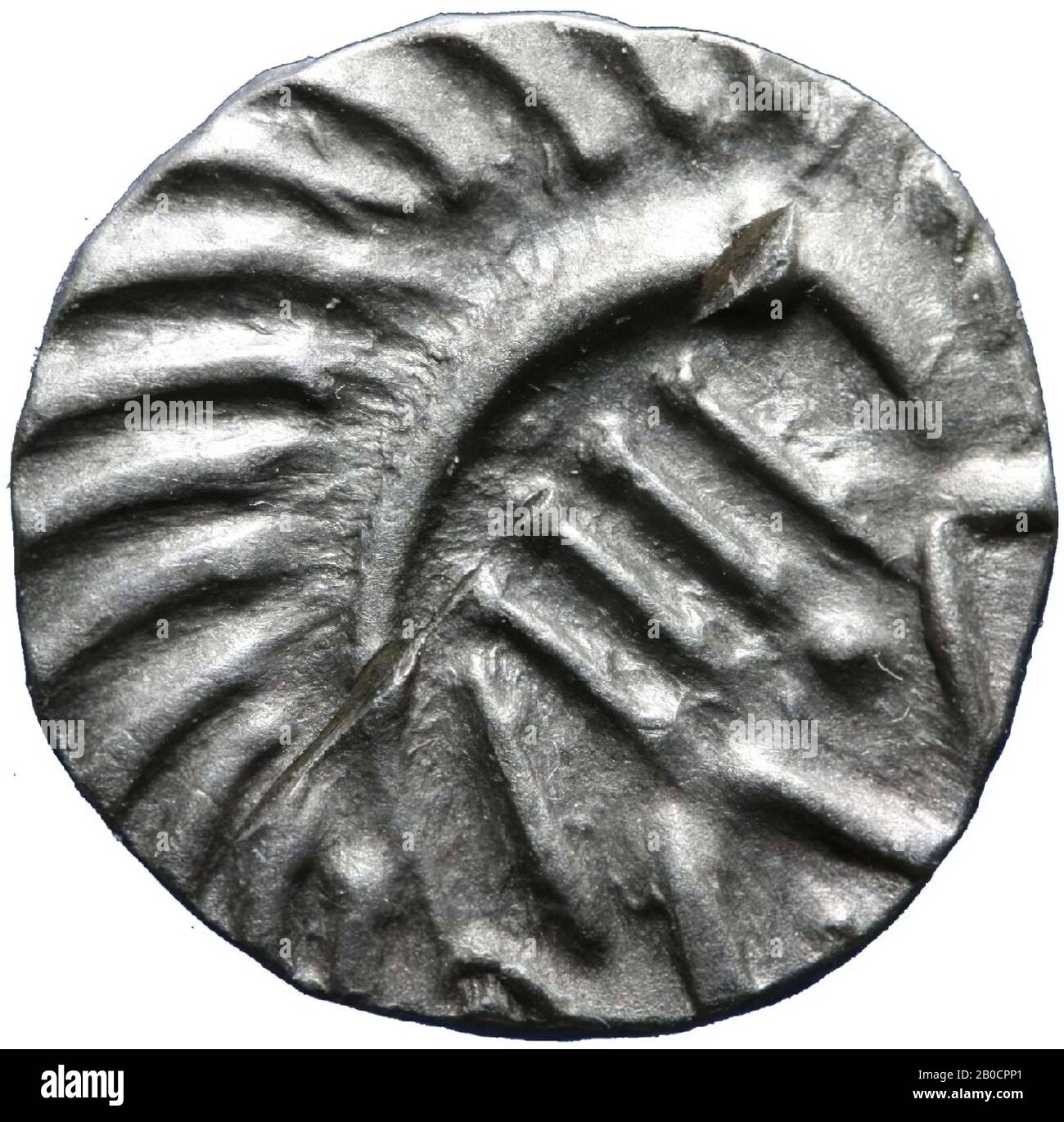 coin, sceatta, metal, silver, 0.743 g, Merovingian c. 700 after Chr., The Netherlands, Utrecht, Wijk bij Duurstede, Cothen, Caspergouw Stock Photo