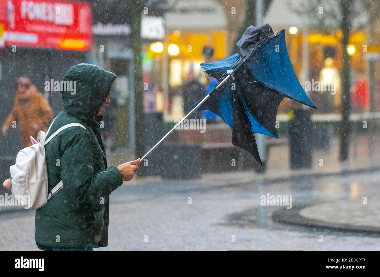 Strong winds and rain in Preston, Lancashire. 20th Feb 2020. UK Weather ...