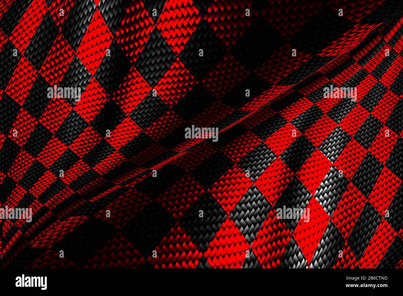 red and black carbon fiber background. checkered pattern. 3d ...