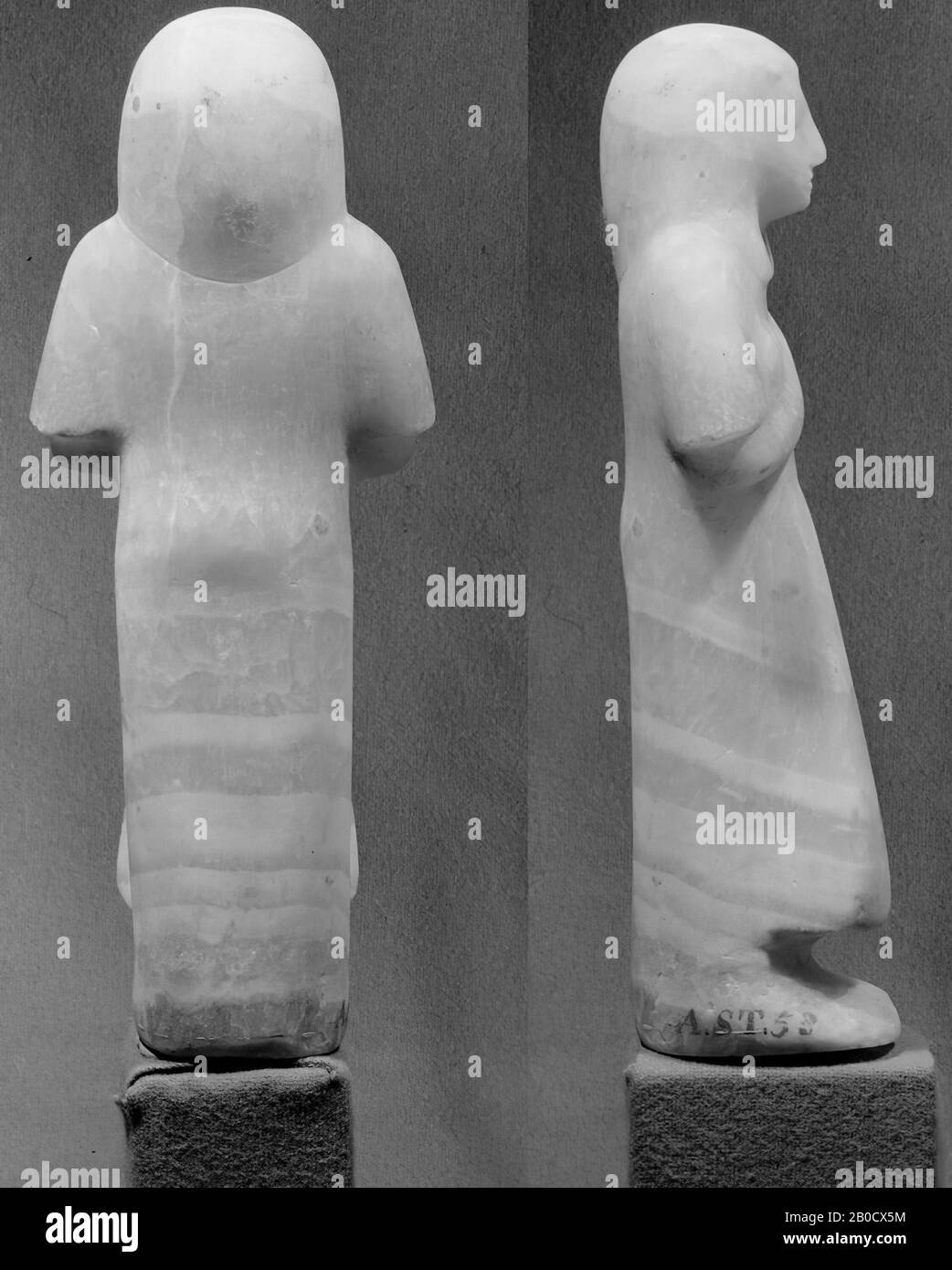 clothing living, no inscription, shabbat, alabaster, 21.4 x 7.4 cm, New Kingdom, 20th Dynasty, Egypt Stock Photo