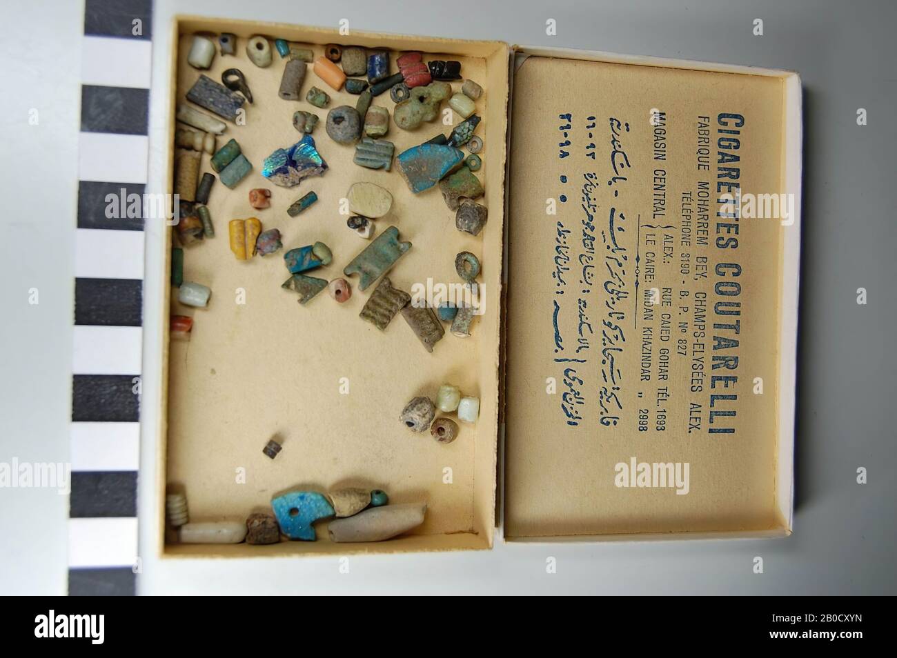 bead, 74 pieces, varied, bead, faience, stone, glass, 0.4 x 2.2 cm, Egypt Stock Photo